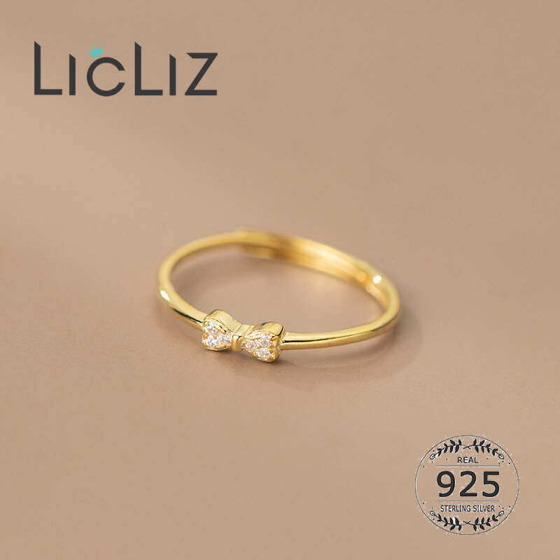 LicLiz ใหม่925 Sterling Silver Tie Knot CZ แหวนสำหรับเครื่องประดับงานแต่งงานอุปกรณ์เสริม Anillos Plata 925 Para Mujer LR0839