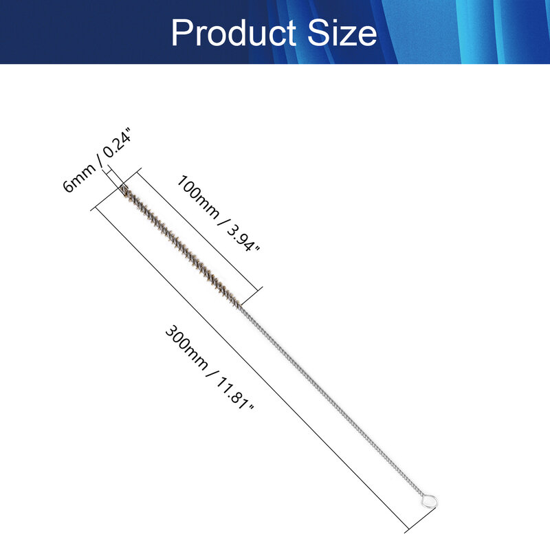 Escova de limpeza de fio de latão, 2/0.6 peças, cm de diâmetro, comprimento total de 30cm, escova de tubo de cobre, cabo de metal, ferramenta manual