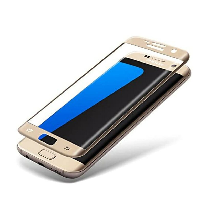 1/4 Buah Kaca Tempered Cover Penuh 3D untuk Samsung S7 Edge Kaca Pelindung Layar Emas