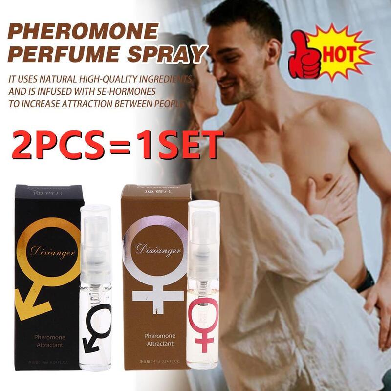 Perfume de feromonas para hombre y mujer, colonia de feromonas para atraer a hombres y mujeres, 4ML, 2 piezas/1SET