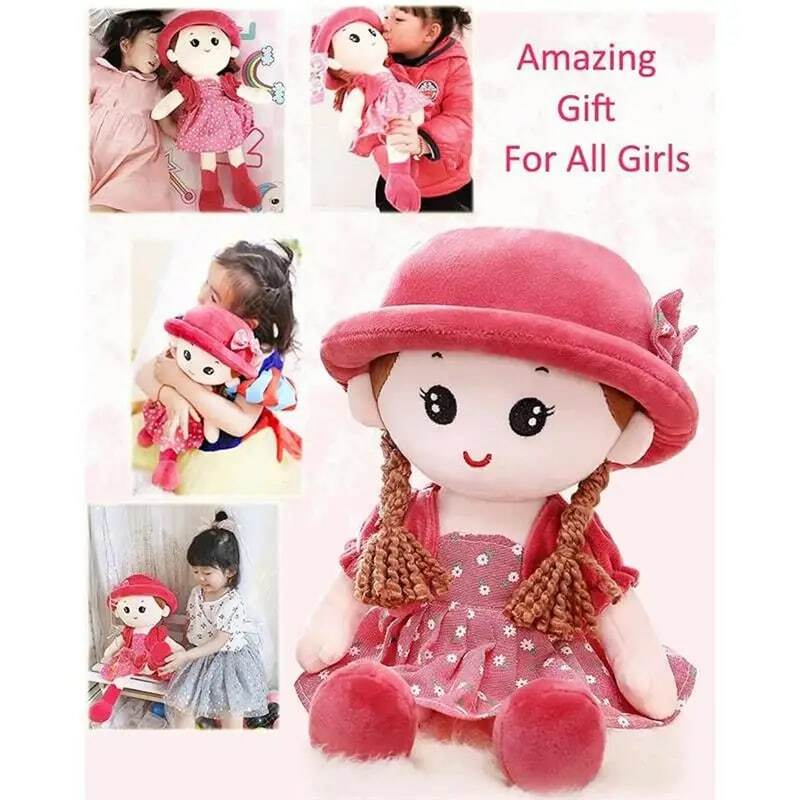 Muñeco de peluche con falda de sombrero extraíble para niña, muñeco de trapo de corazón, acogedor, suave, para dormir