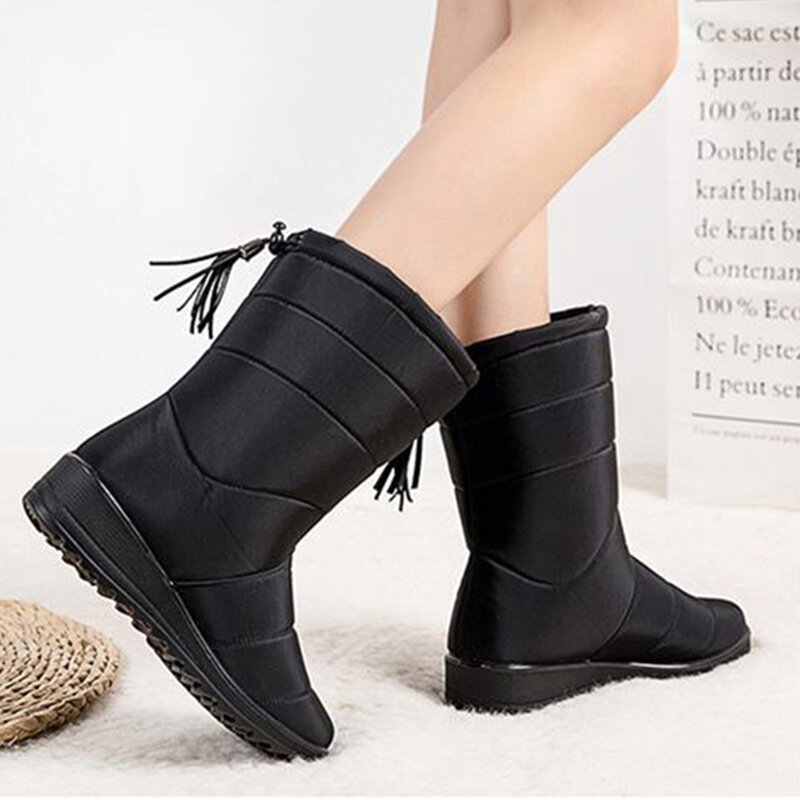 Buty damskie śnieg miękkie buty damskie wsuwane buty platformowe buty kobieta Punk botki wodoodporne płaskie buty zimowe kobieta Botas Mujer