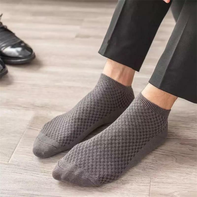 5 pares/lote meias masculinas de fibra de bambu meias de negócios curto meias de tornozelo respirável confortável macio masculino meias de bambu de alta qualidade
