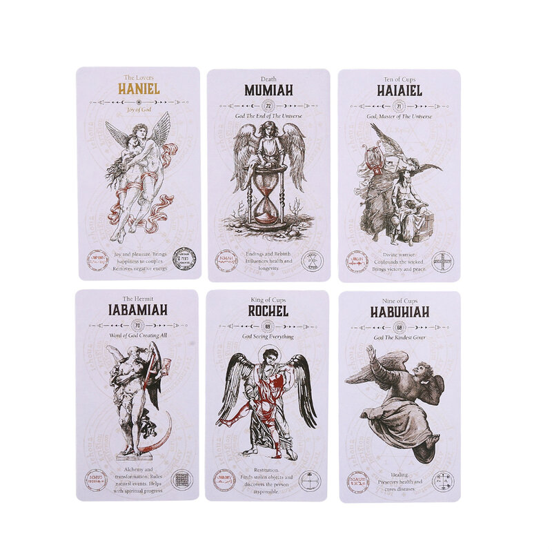 Ilustraciones de estilo de boceto Simple de Tarot de Ángel inglés para adivinación del destino, juego de fiesta de Amigos de la familia lenormandy