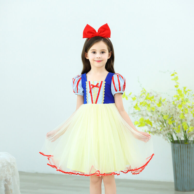 Baby Girl Snow White Dress Infant Luxury Princess Cosplay Costume Kids Dress Up Snow White Clothing For Halloween Party