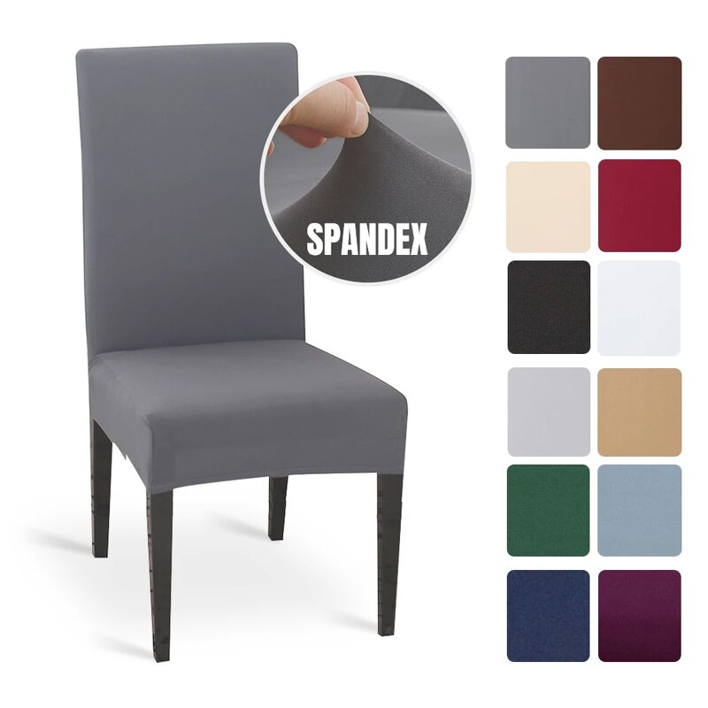 Solid Color Spandex Chair Covers Stretch Dining Room Seat Cover Elastic Chair Protective Case for Restaurant Wedding Banquet