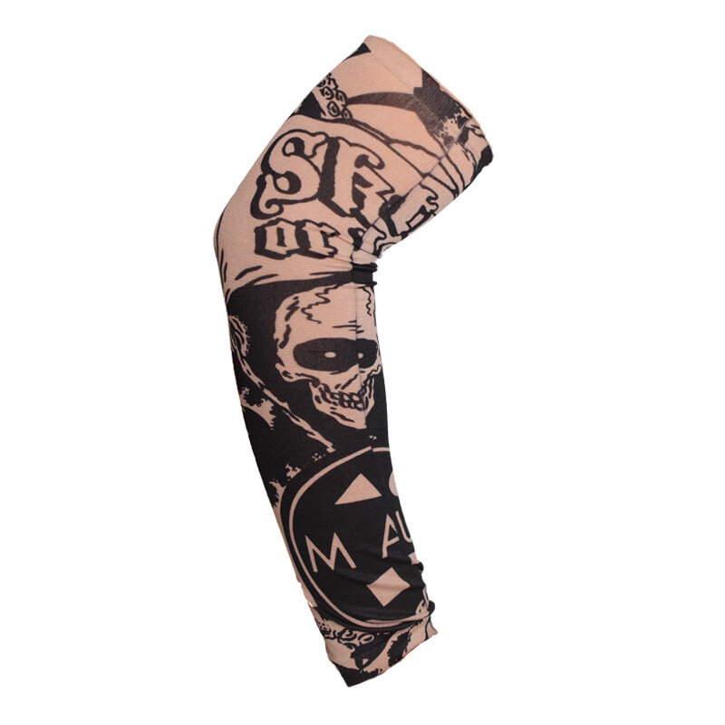 1PCS Outdoor Tattoo Gothic Skeleton Clown Sunscreen Sleeve For Man Woman Cycling Fishing Sun Protection Arm Gloves Fashion