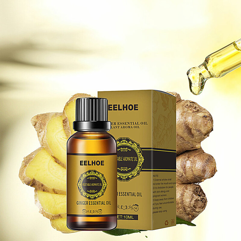 10Ml Natural Ginger Oil Lymphatic Drainage Therapy Anti Aging Plant Essential Oil Promote Metabolism Full Body Slim Massage Oils