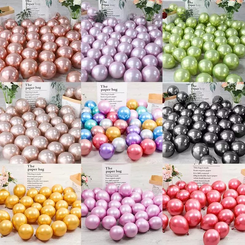 25/50pcs 5 Inch Balloons Chrome Champagne Rose Gold Lilac Black Metallic Globos Wedding Birthday Party Decorations Baby Shower