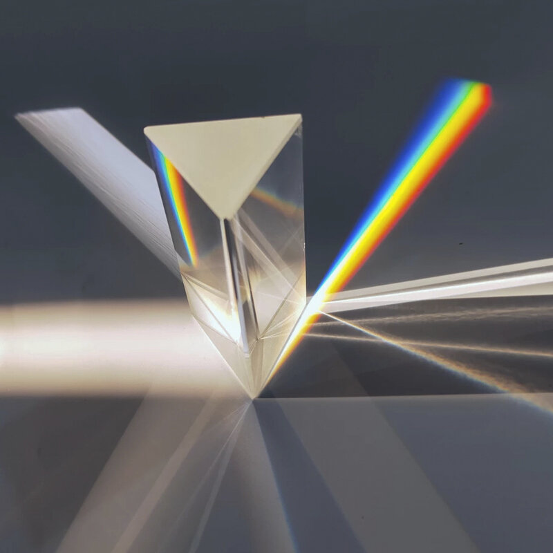 Prisma de vidro óptico com prisma do arco-íris do suporte com equipamento experimental da física do suporte para a educação precoce das crianças