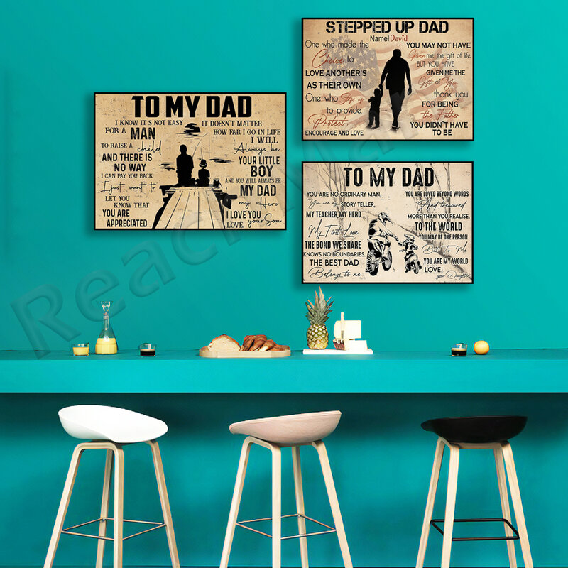 Poster Ayah, untuk Ayah Saya, Ayah Sepeda Motor Trail, Memancing Ayah, Ayah dan Anak Bisbol, Poster Sopir Truk, Hadiah Hari Ayah Anak