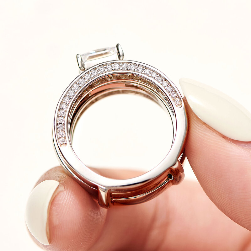 Wuziwen Luxury Bold งานแต่งงานแหวนหมั้นแหวน925เงินสเตอร์ลิงเจ้าหญิงตัด AAAAA CZ ชุดเจ้าสาวเครื่องประดับ