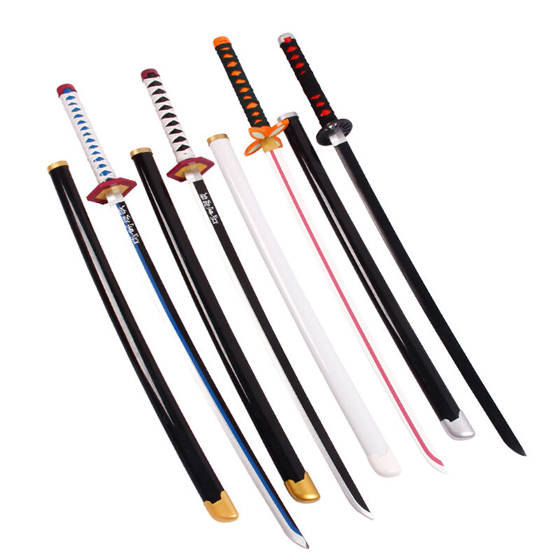 Espada de Katana Demon Slayer de 104cm, espada de Anime de bambú, cuchillo de Rueda Solar, modelo de arma de Tanjiro Katana 1:1, utilería de Cosplay Ninja, juguetes para niños