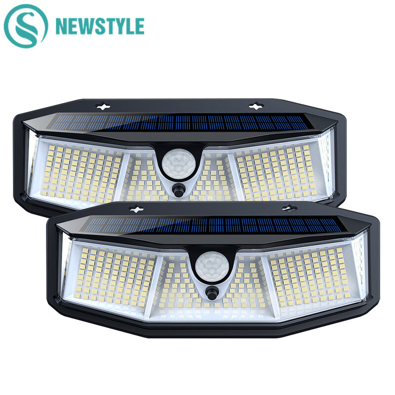 308 LED Lampu Surya Luar Ruangan Lampu Dinding Keamanan Sensor Gerak Super Terang Tahan Air Lampu Jalan Dekorasi Jalan Taman 3 Mode