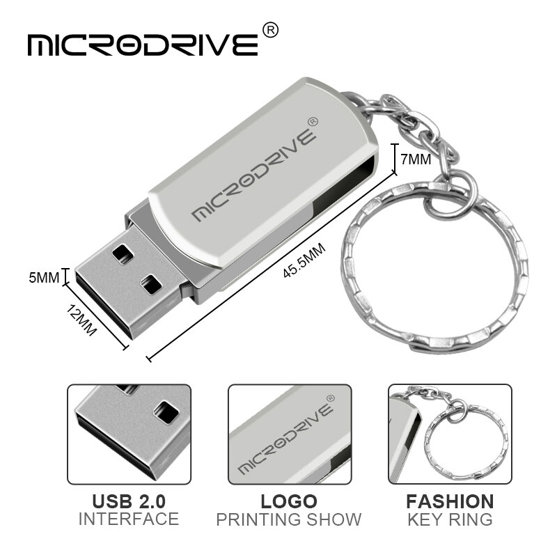 Mini clé USB Portable en métal argent/or, support à mémoire de 8GB 16GB 32GB 64GB 128GB, lecteur flash avec logo du client