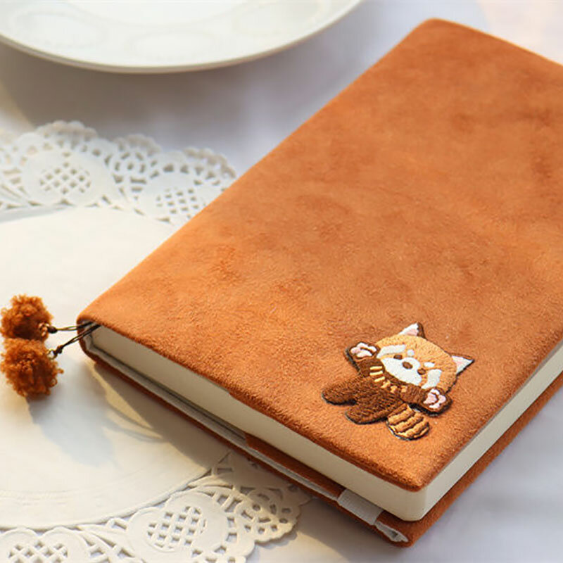 Design originale Notebook in tessuto A6 griglia foderata in bianco interno Soft Touch copertina marrone simpatici quaderni di procione materiale scolastico per ufficio