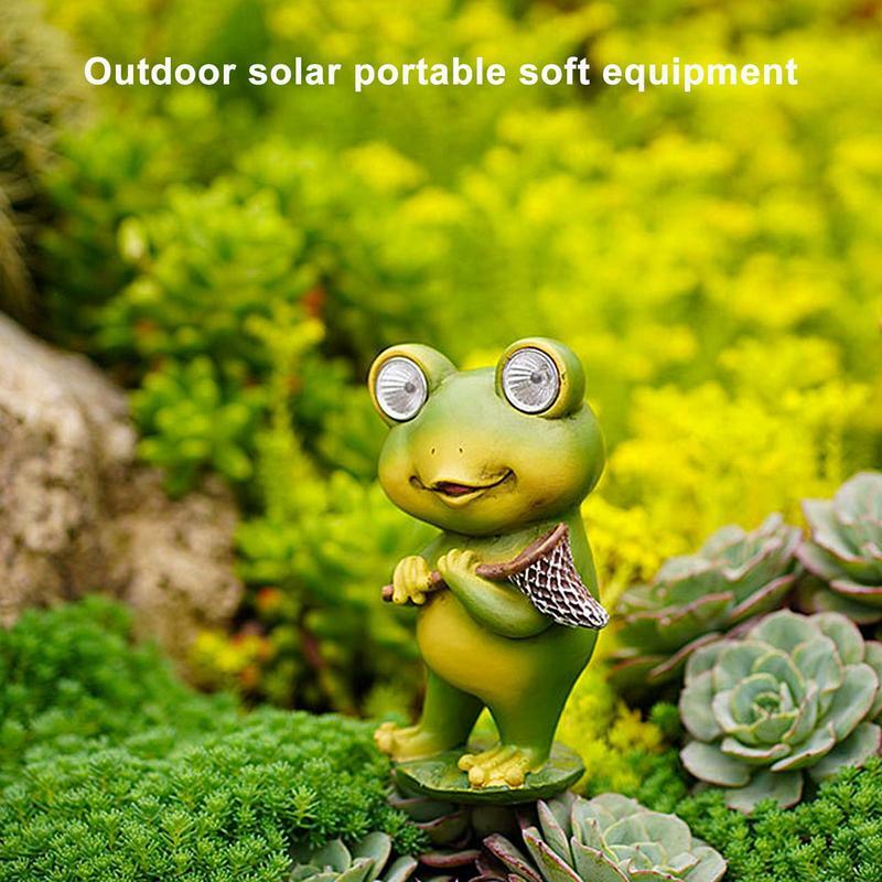 야외 동물용 개구리 태양광 램프, 정원 태양광 램프, 장식용 개구리 입상, 잔디 마당 파티오 장식