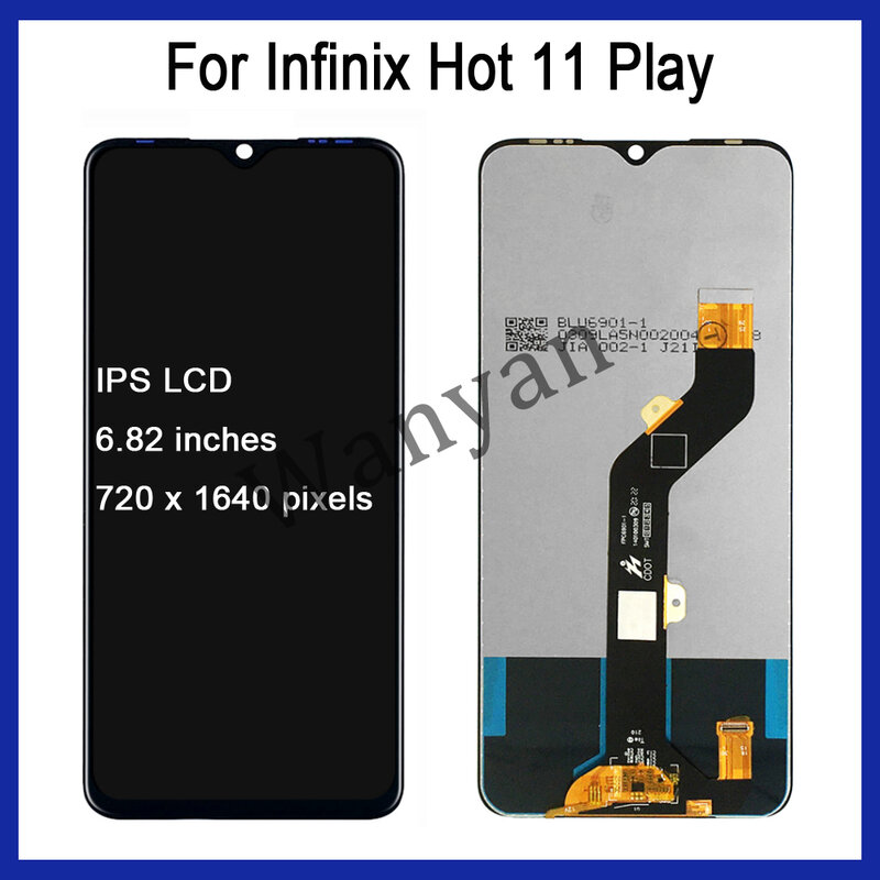 Originale per Infinix Hot 11 X662 X662B X689F Hot 11S NFC Hot 11 Play LCD Display Touch Screen Digitizer Sostituzione