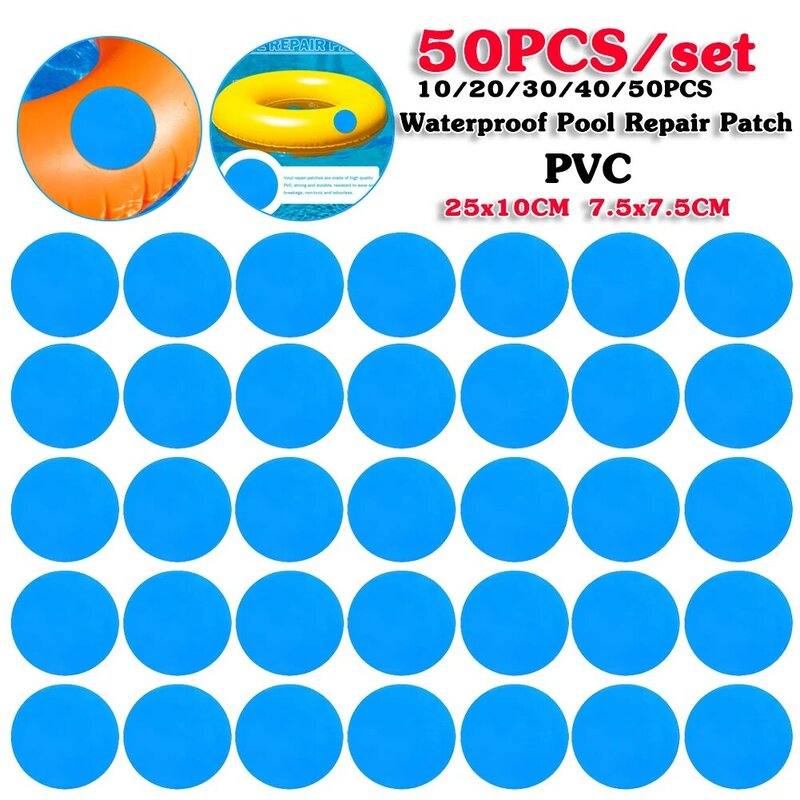自己粘着性のPVCプール修理パッチ,スイミングプール修理用の10〜50個の粘着パッチのセット