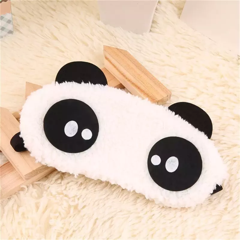 Design mignon en peluche Panda visage yeux voyage sommeil doux masque oculaire bandeau ombre Portable sommeil couverture oculaire
