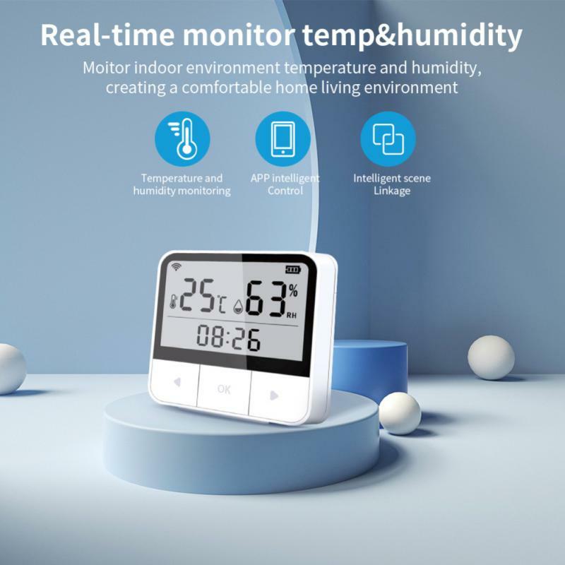 Zdalny Monitoring czujnik temperatury i wilgotności długi na baterie życie inteligentne życie zdalnego sterowania termometr detektor Tuya Wifi