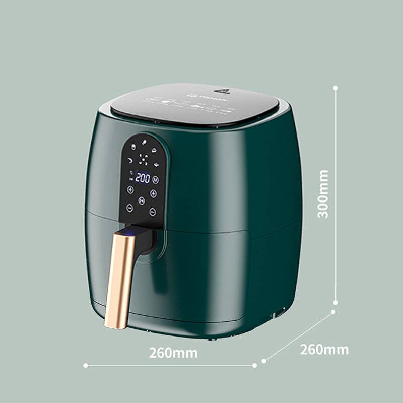 Freidora de aire eléctrica multifuncional para el hogar, horno inteligente automático de 360 °, pantalla táctil LED, sin aceite, 6L