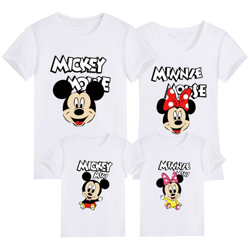 Disney Mickey Pakaian Keluarga Cocok Ayah Ibu Anak-anak T-shirt Bayi Bodysuit Tampilan Keluarga Ayah Anak Pakaian Hadiah Hari Ayah