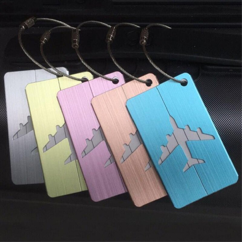 Tags de bagagem de viagem de metal de moda tag de bagagem de bagagem tag de nome de mala de viagem titular de etiqueta de liga de alumínio