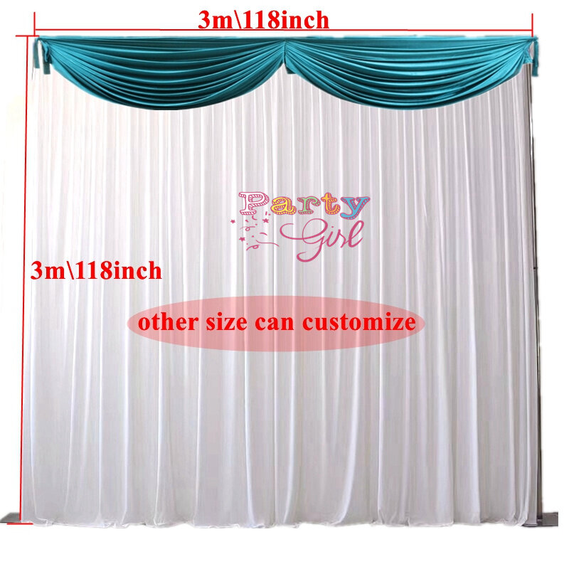 10x10ft gelo seda casamento pano de fundo cortina com superior swag drapery palco fundo evento festa banquete decoração