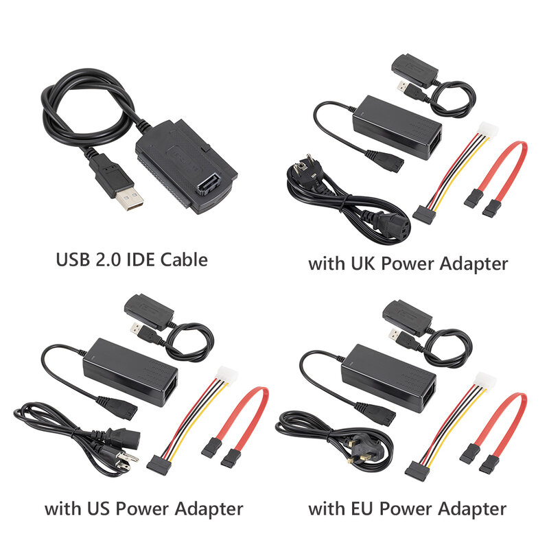 USB 2.0 Sang SATA PATA IDE Cáp Ổ Cứng Adapter Chuyển Đổi Bộ 2.5 SSD 3.5 Inch Với Bên Ngoài AC bộ Chuyển Đổi Nguồn Điện