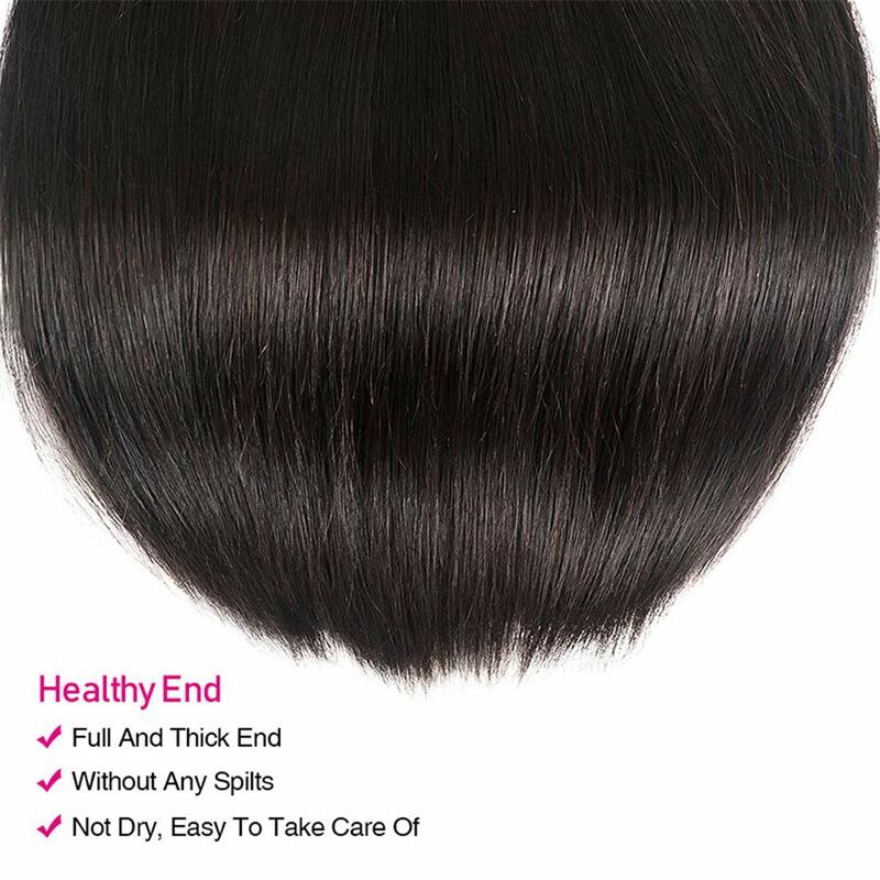 Extensiones de Cabello brasileño para mujeres negras, extensiones de cabello humano liso, Color Natural, 3/4 mechones de cabello Remy, 10-32 pulgadas