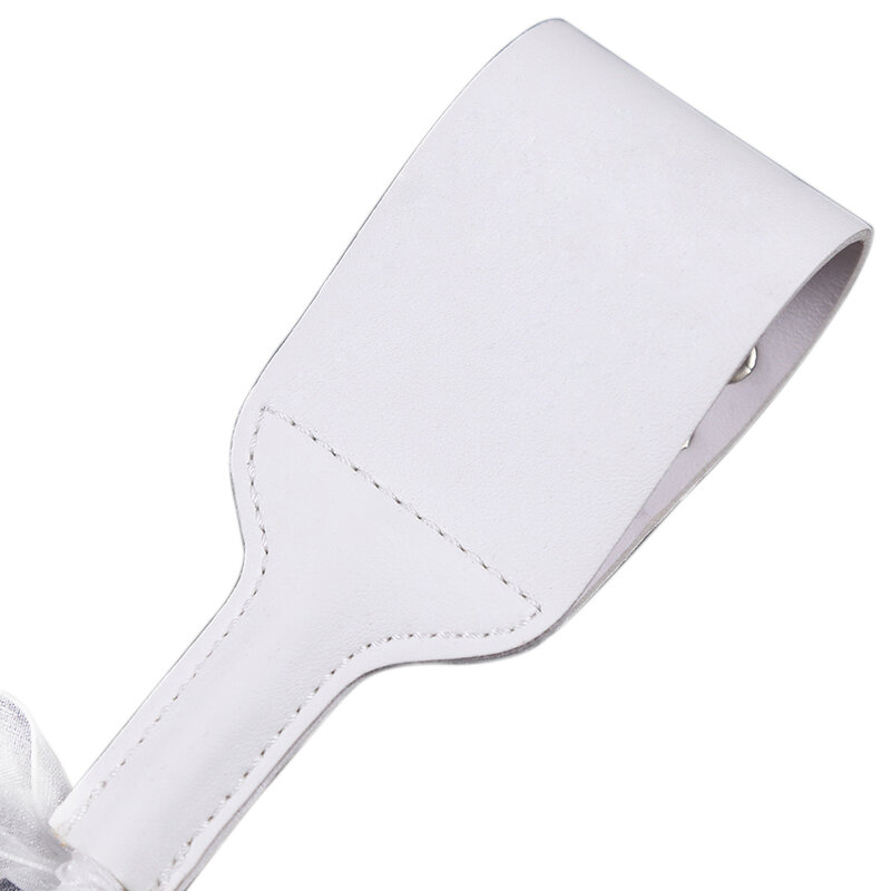 44CM Riding Crop White PU Leather Whip with Premium Nylon silk ribbon Cover Crops Equestrianism Rivet HorseWhip