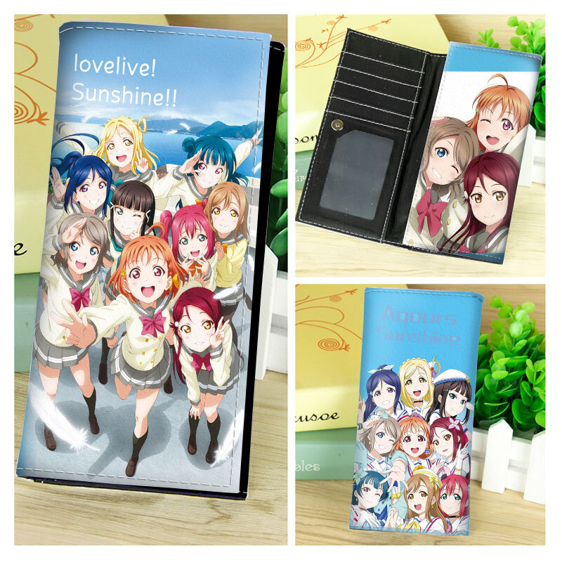 Anime LoveLive!Sunshine!! Dompet Kulit PU Panjang Takami Chika Dompet Penyimpan Kartu untuk Hadiah Tas Uang