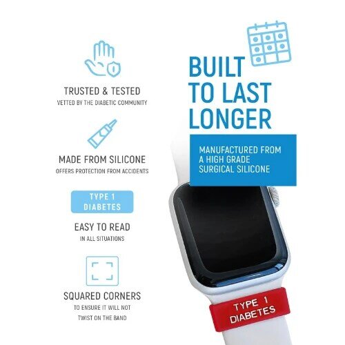 1pcs 실리콘 타입 1 당뇨병 의료 경고 컬러 시계 슬리브 젤 당뇨병 용품