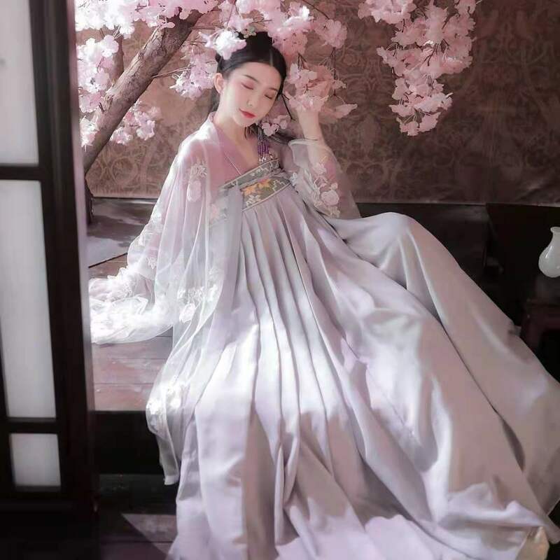 2021 Người Phụ Nữ Trung Quốc Truyền Thống Hanfu Đầm Cổ Thêu Hoa Sang Trọng Vũ Mặc Cổ Tích Nước Tay Lưới Cosplay Nàng Tiên Hanfu