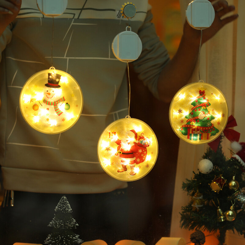 البلاستيك عيد الميلاد نجف يُعلق بالسقف الاكريليك قلادة مستديرة ثلج سانتا كلوز أضواء الزخرفية لغرفة النوم داخلي مهرجان حفلة
