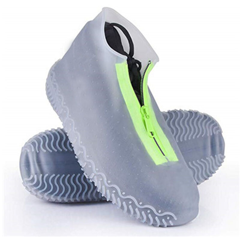 여성과 남성 고무 신발 커버 지퍼 남여 재사용 가능한 방수 신발 커버 흰색 미끄럼 방지 실리콘 레인 커버 신발, 신제품