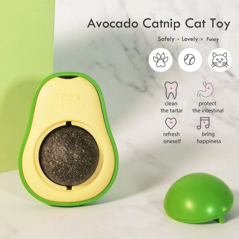 아보카도 360 ° 개박하 핥는 공 장난감 고양이 무료 배송 nartual 개박하 공 벽 스틱 고양이 장난감, 상호 작용 gato 용품