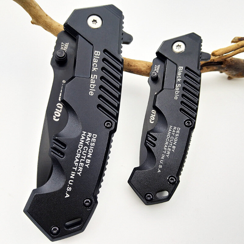 Alta qualidade facas de acampamento aço frio tático faca dobrável lâmina preta ao ar livre punho aço bolso edc ferramenta