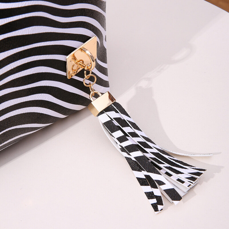 Tas Tote Fashion 2022 untuk Wanita Tas Tangan Strip Zebra Kualitas Tinggi Tas Bahu Kulit PU Mewah Dropshipping dan Grosir