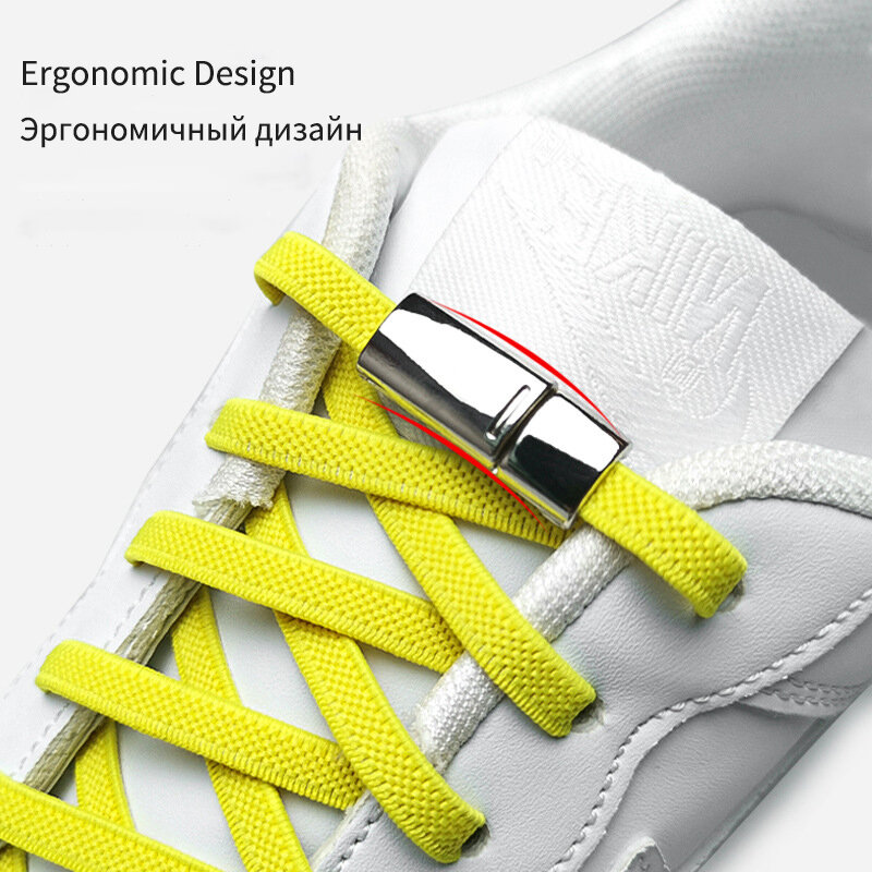 Magnetic Shoelaces Elastic No tie Flat Shoelace Laces for Sneakers Shoes Lazy Quick Rubber Lace Lock Kids & Adult Shoestrings