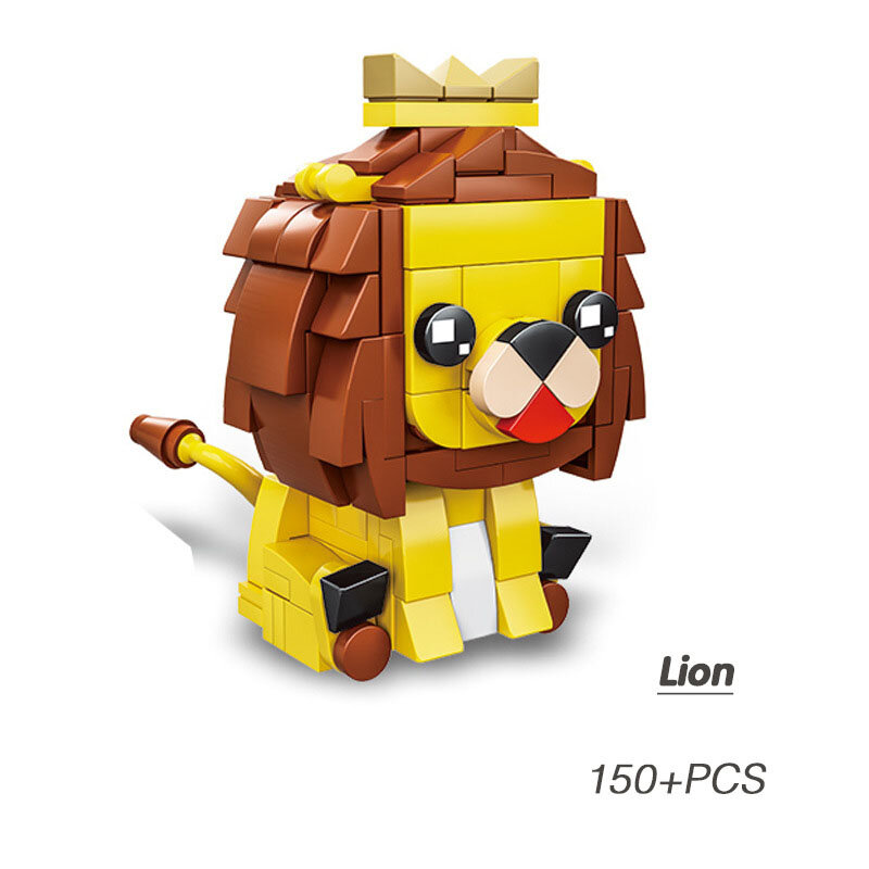 Sing Sale Mini Animal Block DIY Tiger Lion Cat giraffa Elephant Panda Husky Deer Building Brick Toys for Kids