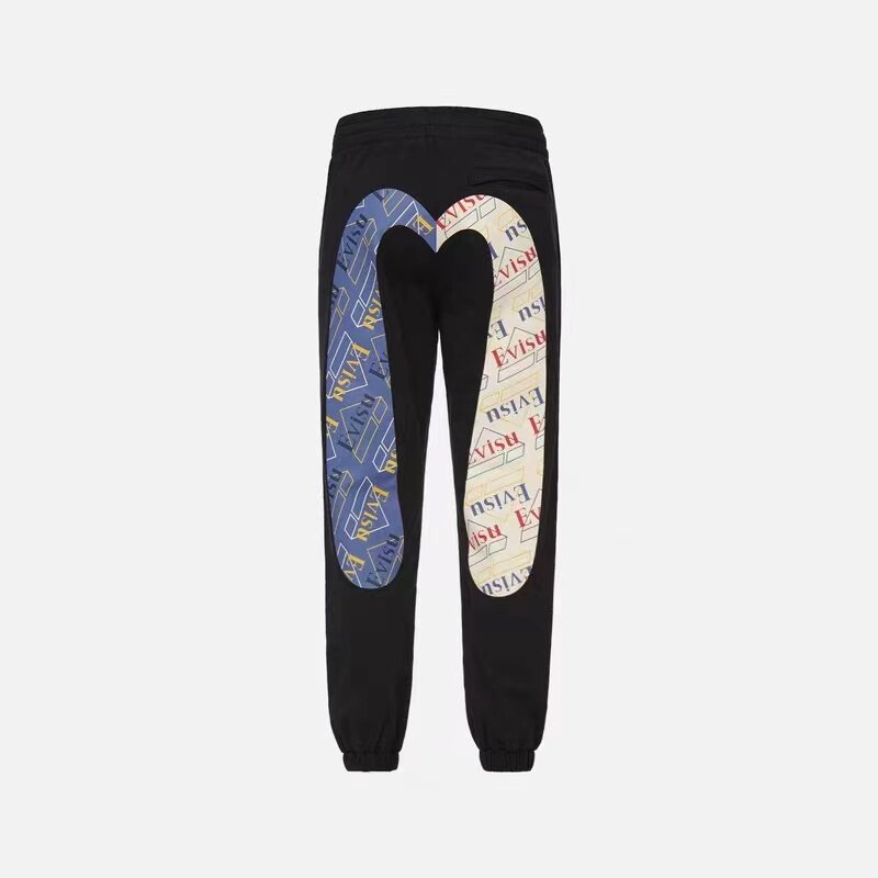 Grande m calças estilo japonês hip hop estilo logotipo padrão impressão m impresso moletom outono algodão longo preto calças casuais