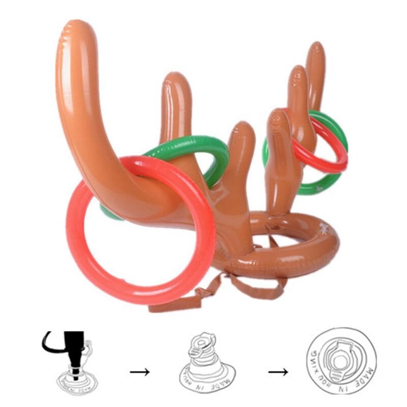 1 pc natal inflável rena antler anel jogar festa de natal diversão adereços