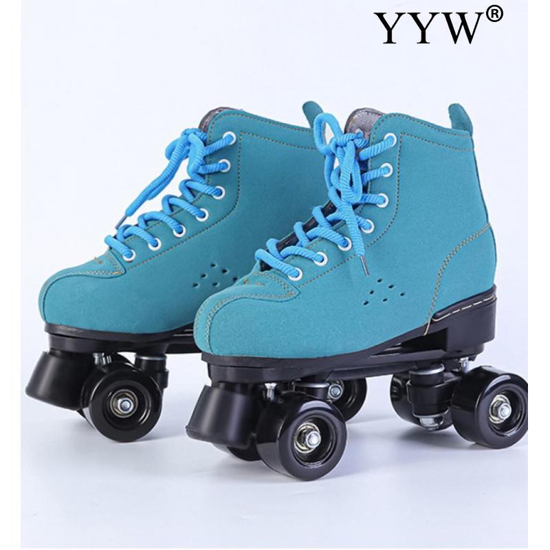Quad Roller Skate Shoes Youth Child 4 Wheel Roller Skating Shoes principianti uomini e donne Roller Blue Color Gift scarpe Flash per adulti