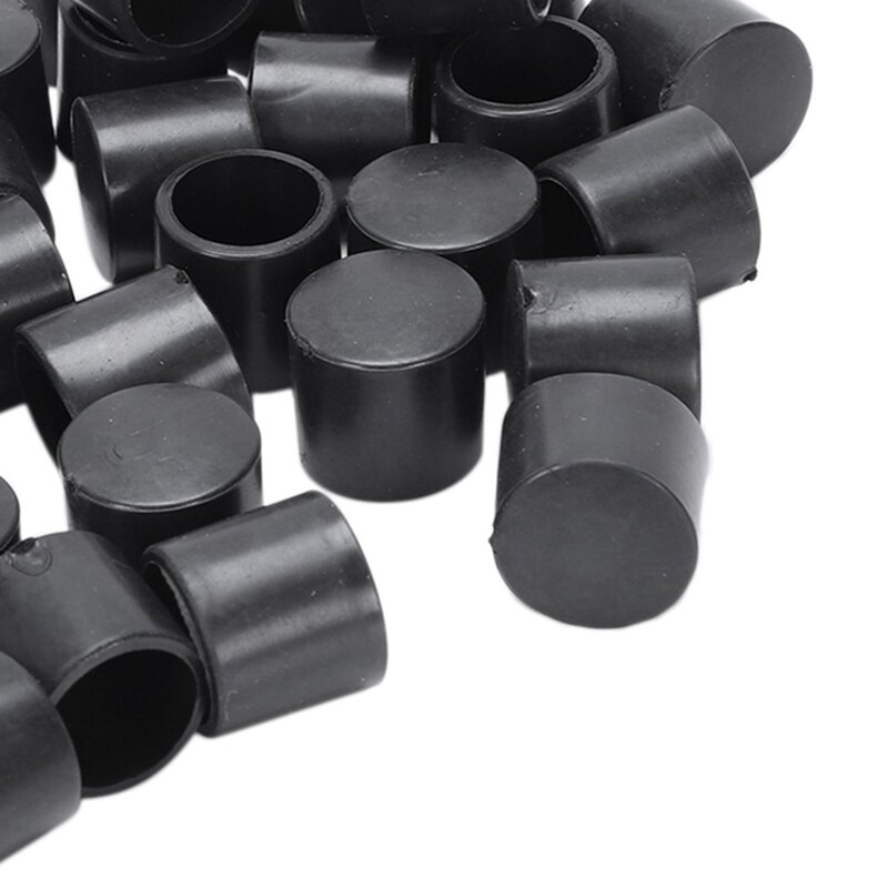 Embout rond Flexible en PVC, 50 pièces, nouveau couvre-pieds en caoutchouc noir, 12mm
