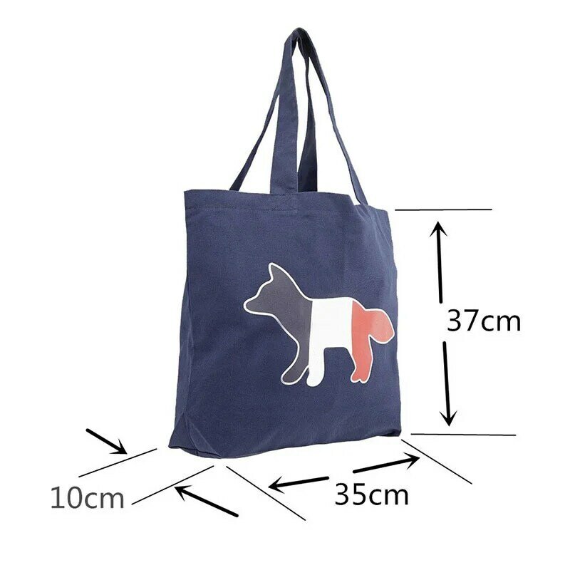 Koreański Ins Canvas przyczynowy Tote Bag dla kobiet wzór w lisa duża torba na zakupy na ramię ekologiczna torba na zakupy przyczynowa torebka o dużej pojemności