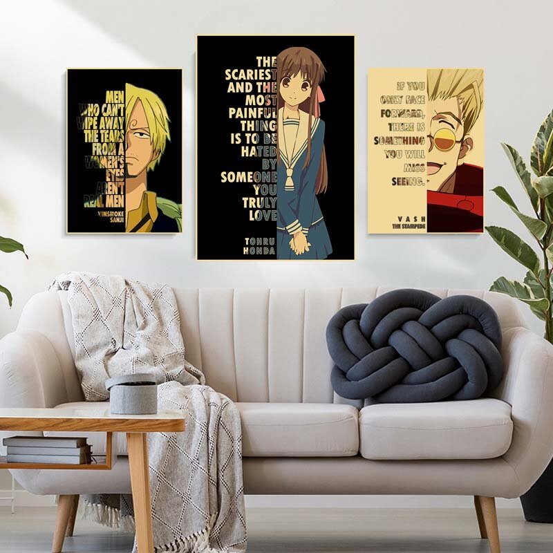 Декор комнаты Классический Аниме персонаж цитаты постеры ретро крафт-бумага текст искусство живопись картины для домашнего декора настенн...