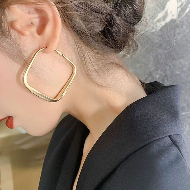 Модные геометрические серьги-кольца, эффектные винтажные металлические круглые серьги-кольца в стиле панк, модные украшения 2022