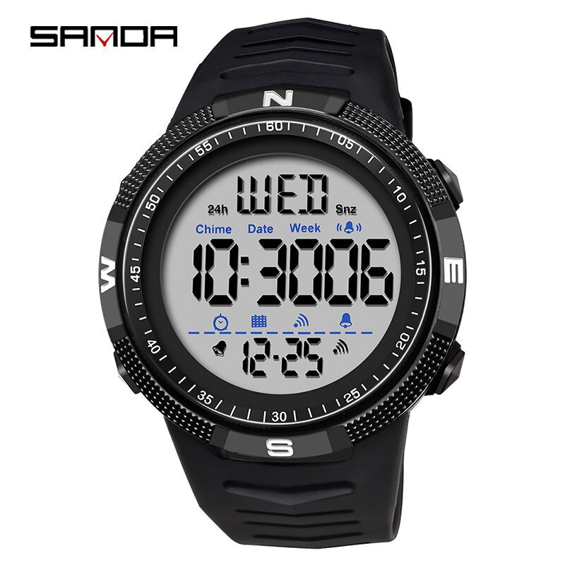 Часы наручные SANDA мужские электронные, спортивные армейские светодиодсветодиодный цифровые в стиле милитари